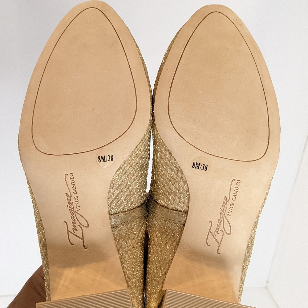 Gold Low Block Heel Pumps for Women - Picture 10 of 16